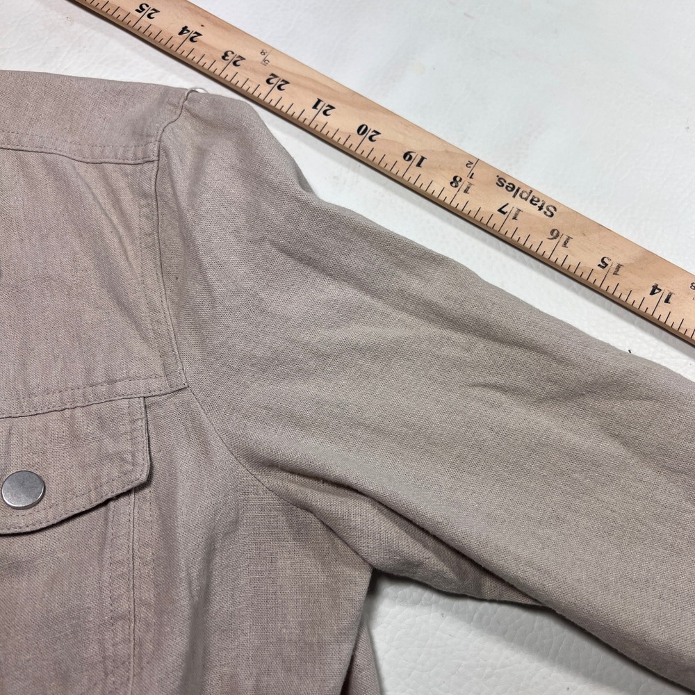 Rachel Zoe Jacket Women S Beige Linen Blend Zip Utility Lightweight Minimalist - Picture 9 of 10